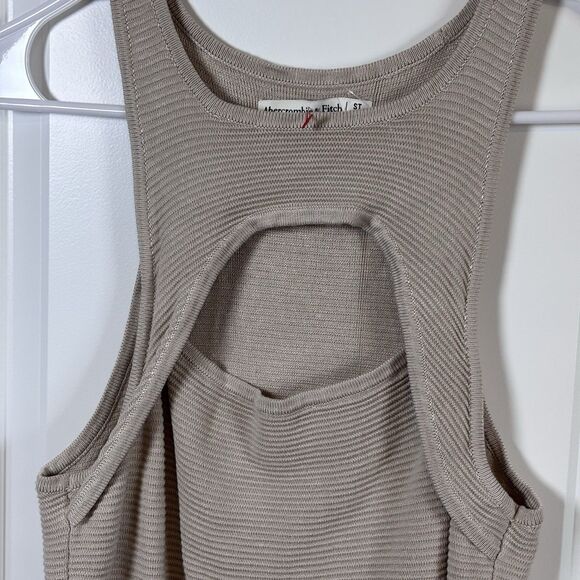 Abercrombie Fitch Knit Ribbed Sleeveless Mini Sweater Dress Chest Cutout Size ST - Picture 4 of 14